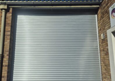 Commercial roller shutter installation project for warehouse entrance in London