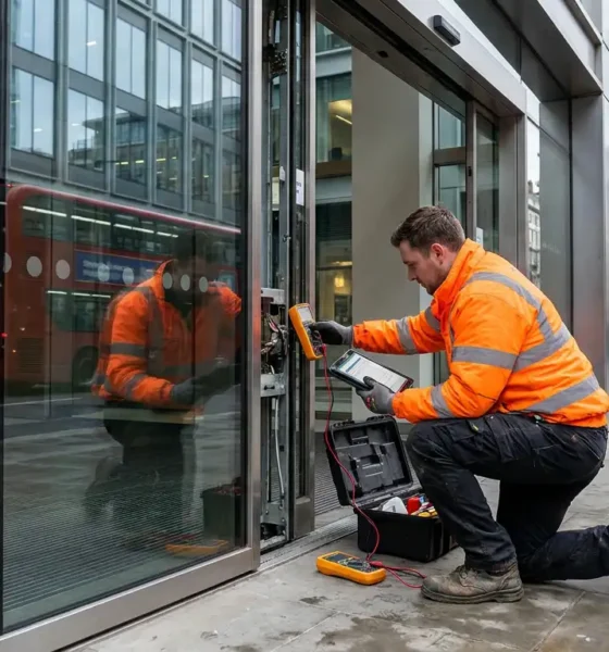 Automatic door repair and maintenance service for commercial entrances in London