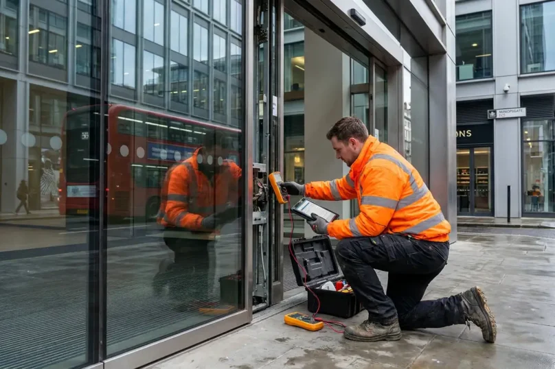 Automatic door repair and maintenance service for commercial entrances in London