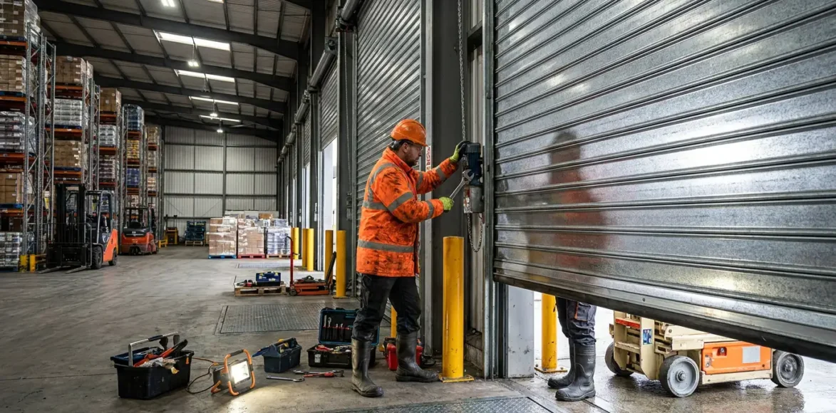 Industrial roller shutter door repairs for warehouses and factories in London