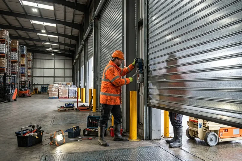 Industrial roller shutter door repairs for warehouses and factories in London