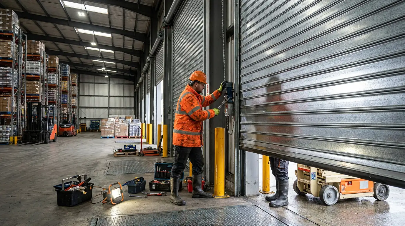 Industrial roller shutter door repairs for warehouses and factories in London