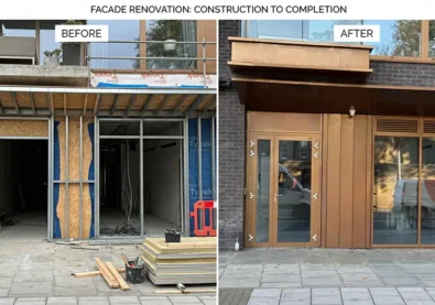 Before and after commercial roller shutter repair project in London