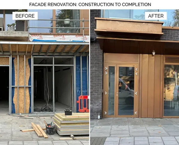 Before and after commercial roller shutter repair project in London