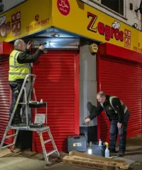 Commercial roller shutter installation project for warehouse entrance in London