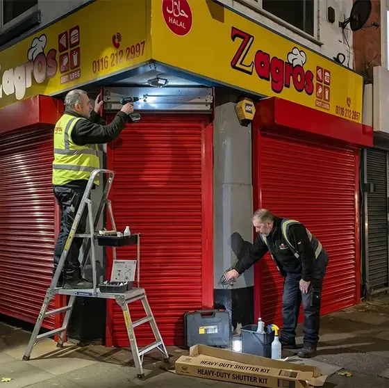 Commercial roller shutter installation project for warehouse entrance in London