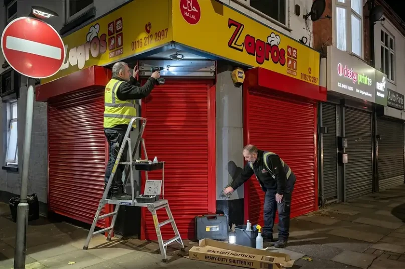Commercial roller shutter installation project for warehouse entrance in London