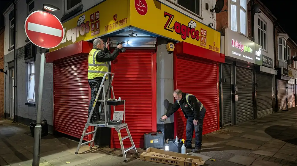 Commercial roller shutter installation project for warehouse entrance in London