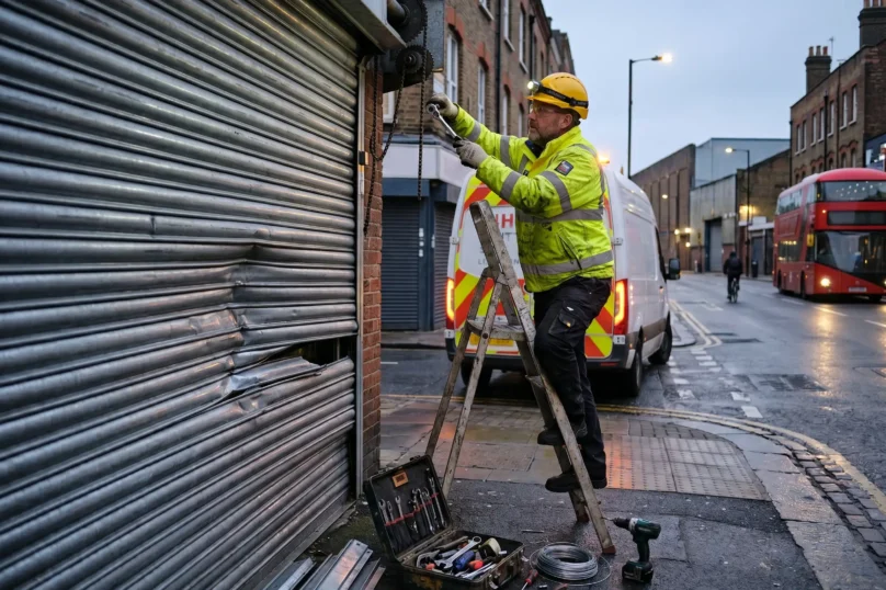 24 hour emergency shutter repair service for damaged commercial shutter in London